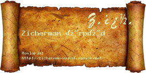 Zicherman Árpád névjegykártya
